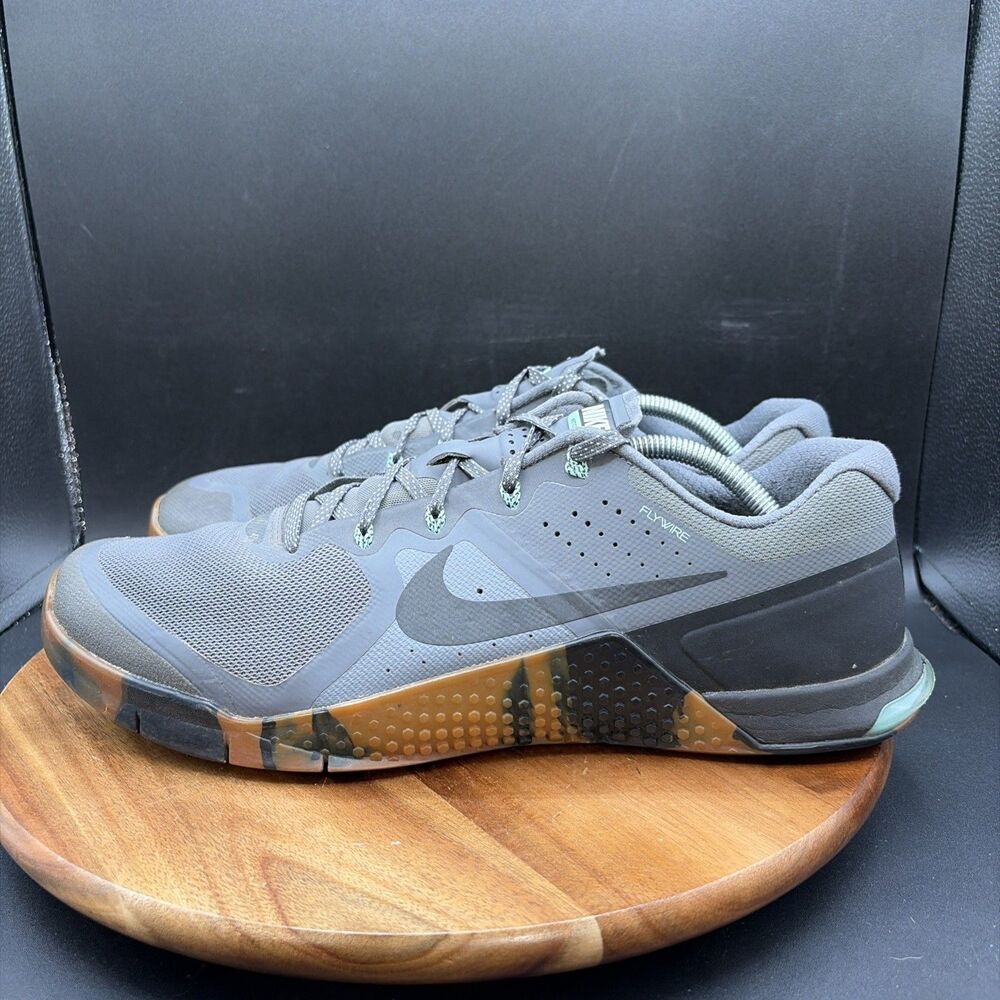 Nike Metcon 2 Mens 13 Running Shoes Gray Black Gum Sneakers 819899-003